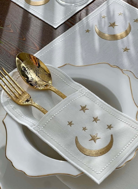 Ensemble Ramadan Gold Luna - 24 Pièces Imperméables pour 6 personnes