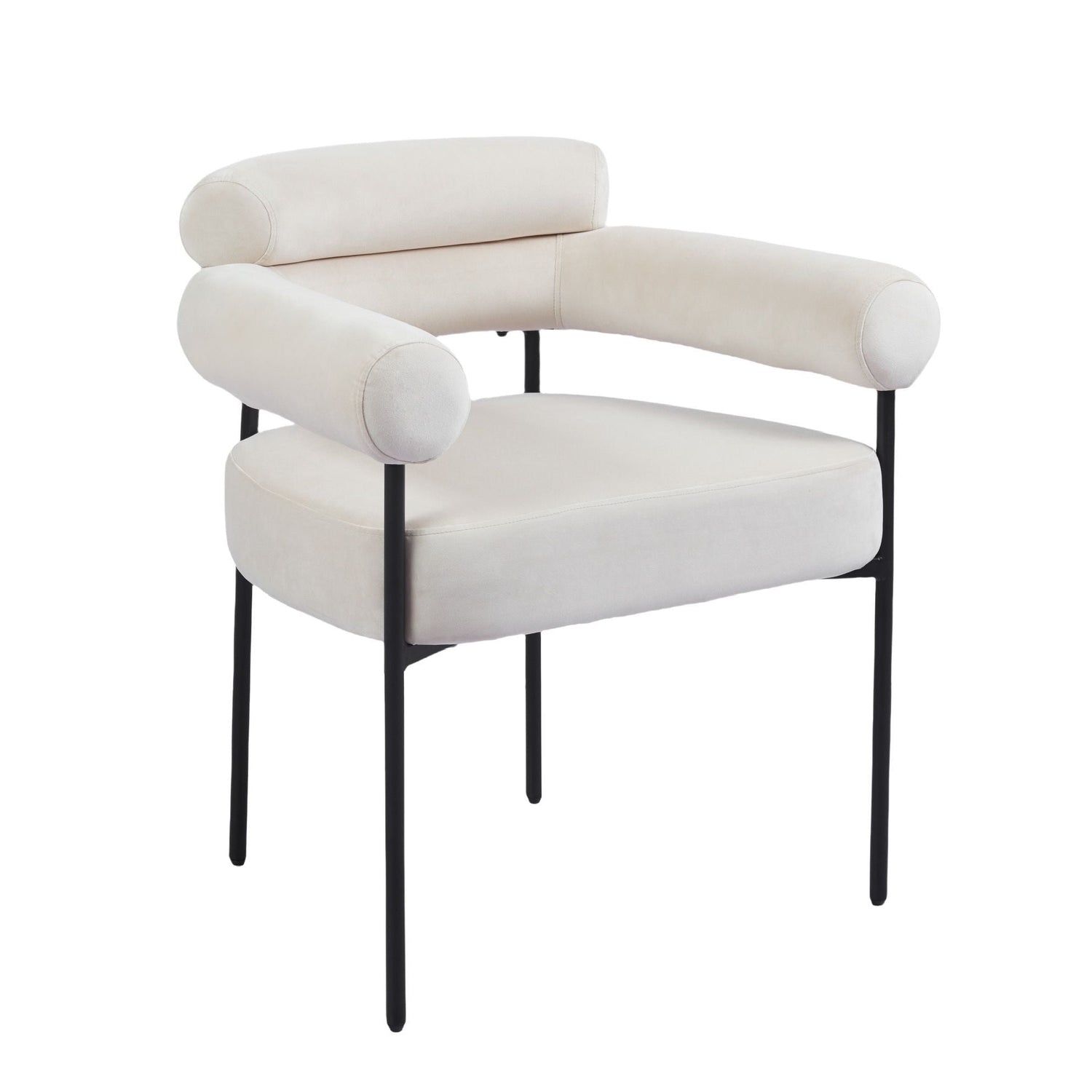 Chaise en velours blanc cassé Paul