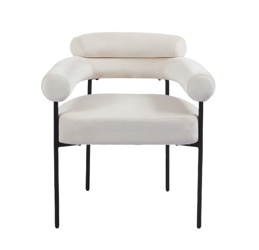 Chaise en velours blanc cassé Paul