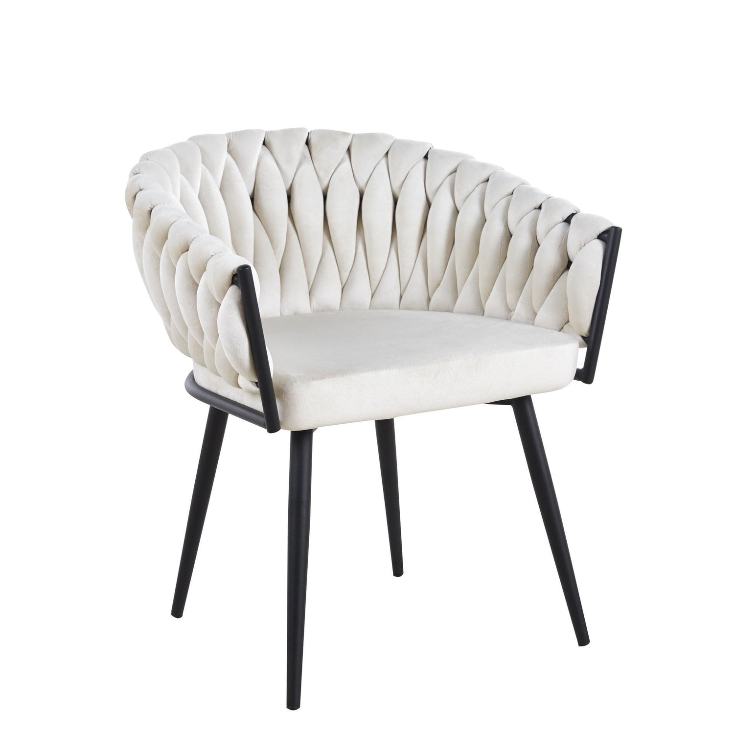 Chaise tressée en velours blanc