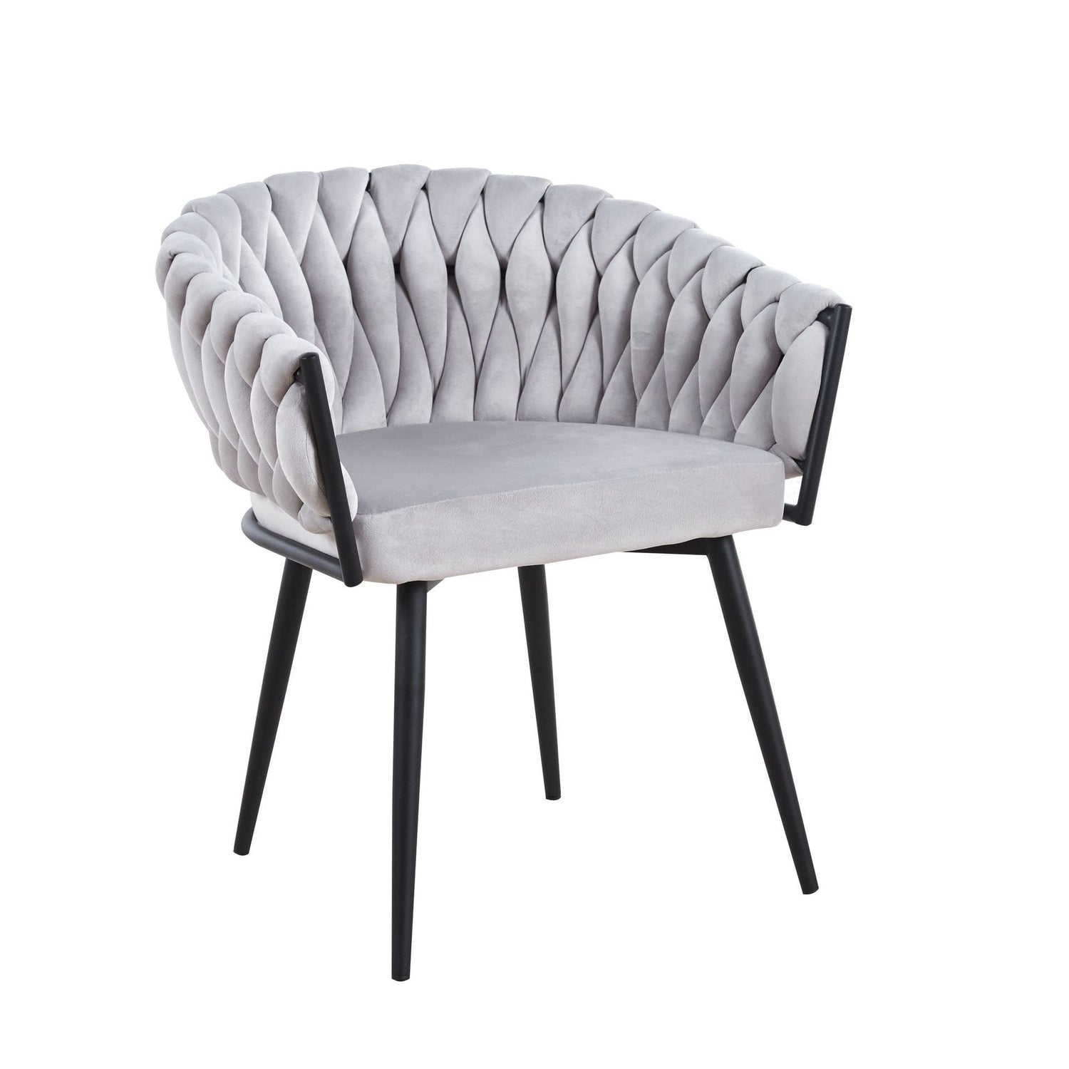 Chaise tressée en velours gris